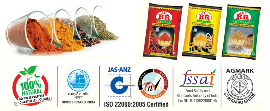 RR Spices products and certifications